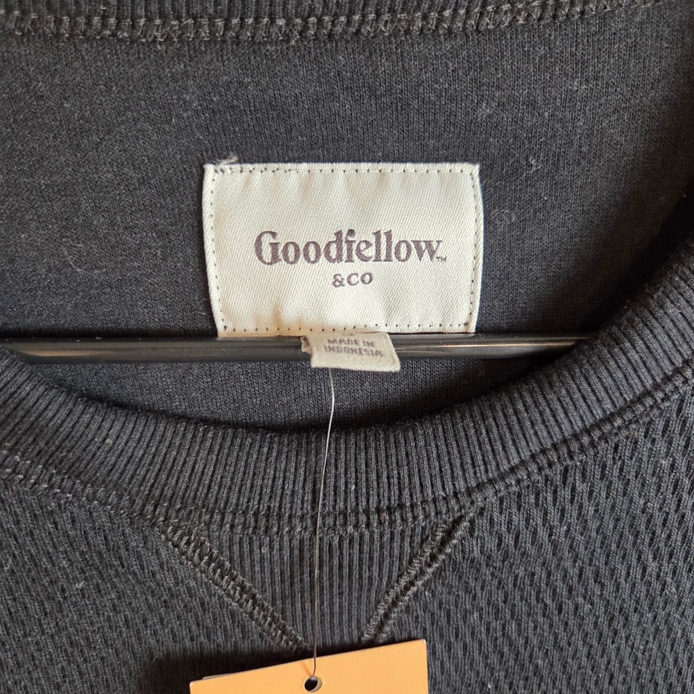 Goodfellow & Co Black Waffle Knit Thermal Long Sleeve Crew Neck Shirt S NWT - Picture 6 of 6
